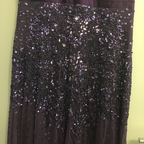 NWT Adrianna Papell CapSleeve Embellished Beaded sequined Gown Currant eggplant - Picture 4 of 8